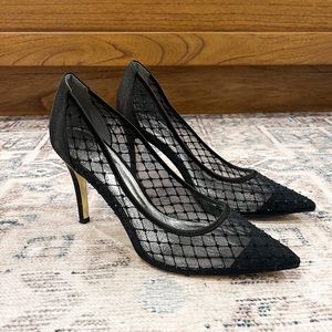 Adrianna Papell Black Mesh Heeled Pump